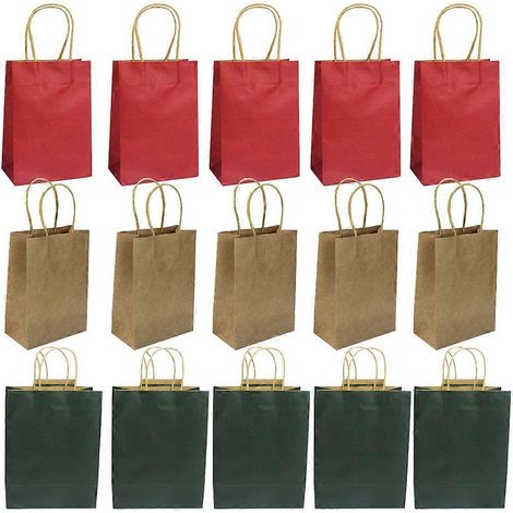 15 sacs en papier kraft (15 x 8 x 21 cm) pour Noël, cadeaux festifs, boîtes à chocolats et autres articles de décoration.-1521cm