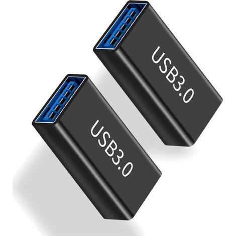 Adaptateur USB femelle-femelle, lot de 2, connecteur d'extension USB 3.0, pour connecter deux périphériques USB. (1/4)