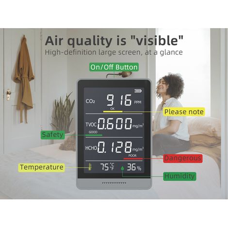 Luftqualitätsmessgerät BOOSTER AK3 3-in-1, Formaldehyd-Detektor, USB-aufladbar, PM2.5/PM10/HCHO/TVOC/Temp/Feuchte (1/5)