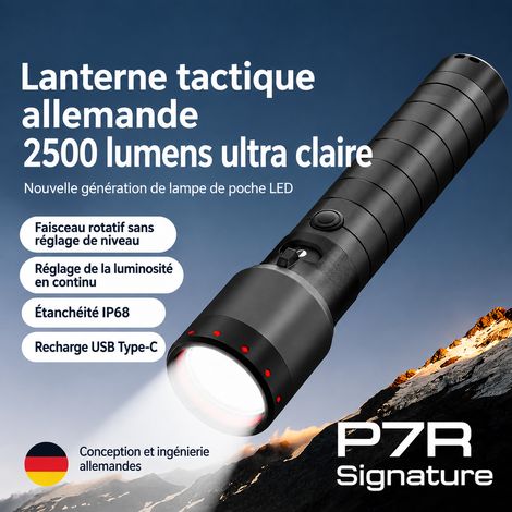 Lampe torche P7R Signature rechargeable Type-C puissante longue portée zoom batterie 21700 étanche IP68 197 g – Livraison gratuite (1/5)