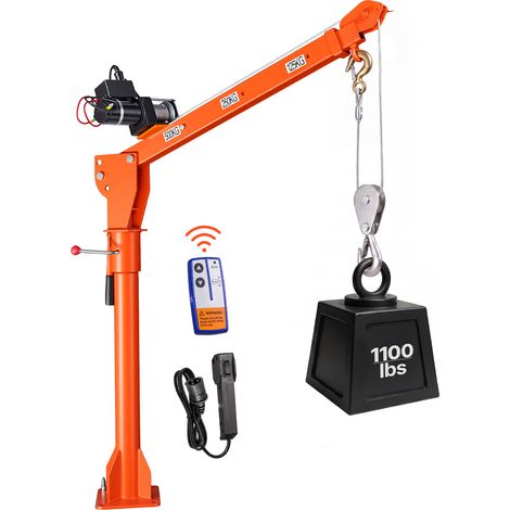 VEVOR Gru Elettrica per Pickup Portata Massima 499 kg con Verricello 12V, Gru su Gancio Traino, Braccio Telescopico Girevole 360°, Acciaio Zincato, Pieghevole per Cassone, per Macchinari e Legname (1/5)