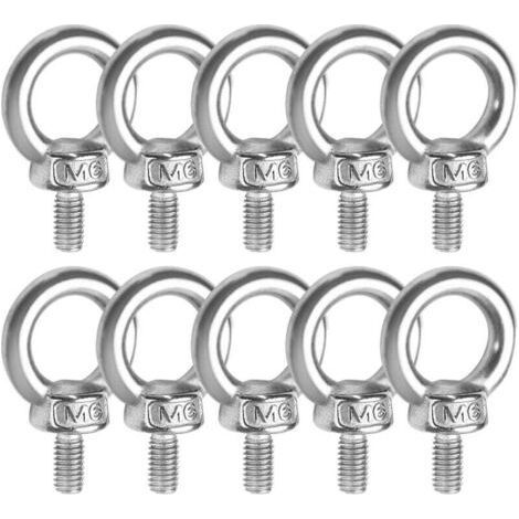 10pcs 304 Stainless Steel M611 Ulisem Eye Bolt - Lifting Ring - Ring Shaped External Thread Screw for Shipbuilding and Various Engineering Lifting Equipment (1/4)