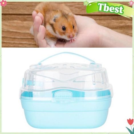 HURRISE Cage de porte-hamster Hamster transport cage cage portable léger petit animal de animalerie cage Rose cerise clair Bleue (1/5)