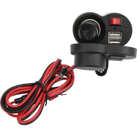 Chargeur Moto USB Double Étanche Prise Allume-Cigare Multifonction DC12-24V avec Interrupteur pour Quad (1/5)
