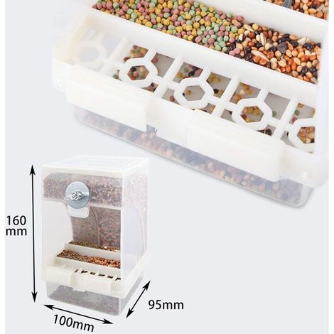 Mangeoire à Oiseaux Transparent Station d'alimentation Automatique pour Oiseaux Peut être Suspendue 16 x 10 x 9,5 cm Grande Capacité Peut Stocker Suffisamment de Nourriture Pendant 15 Jours. (1/4)