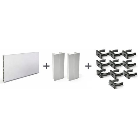 Zócalo PVC/Aluminio para Mueble de Cocina, Color Plata, 290x10 cm + 2 Esquinas Flexibles + 10 Pinzas para Patas (1/5)