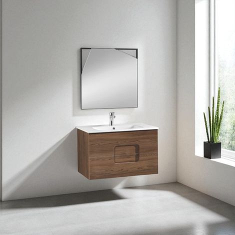 Mobile da bagno sospeso ARCO 80 cm Tek con specchio LED (1/5)