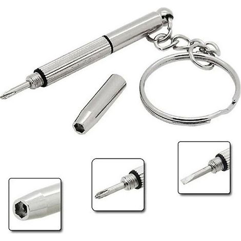 Ensemble d'outils à main miniatures 3 en 1 avec porte-clés pour la réparation de lunettes de vue, de lunettes de soleil et de montres (1/4)