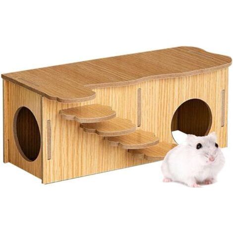 Wooden Hamster House - 1 piece, Guinea Pig Hamster House 27x14x10.5cm - For Eating/Sleeping/Playing (1/5)