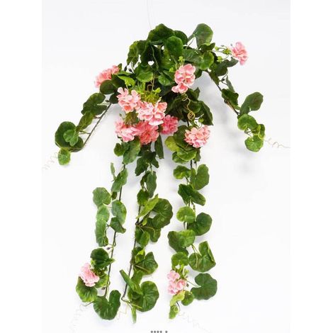 Geranium artificiel en piquet 80 cm D 30 cm 16 têtes belles feuilles anti UV Rose - couleur: Rose (1/2)