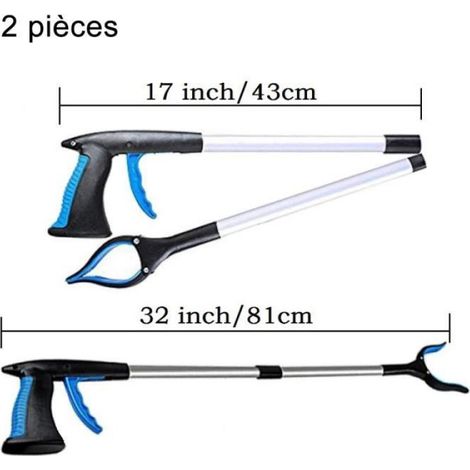 Pince de préhension pliable - Lot de 2 - Outil de préhension ergonomique et léger - Pour ramassage de déchets - 81.3 cm (1/4)
