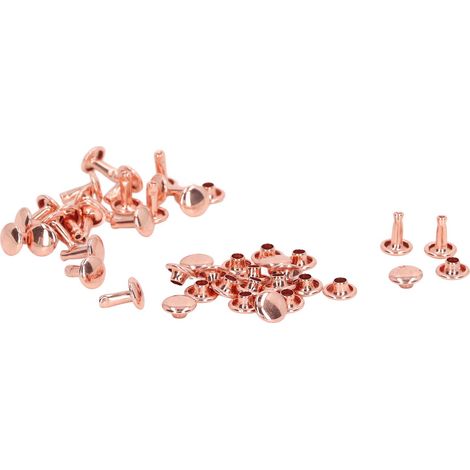 Rivets simples et doubles en or rose, rivets, clous décoratifs, clous ronds pour sacs, ceintures, chapeaux et vêtements. (1/5)