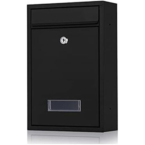 Boîte aux Lettres avec Plaque pour Nome en Acier Galvanisé avec Clé (Le Noir)