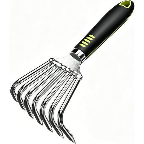 Râteau à Manche Court en Acier Inoxydable à 7 Dents, cultivateur de Jardin Mini, Outil de Jardinage Manuel (1/5)