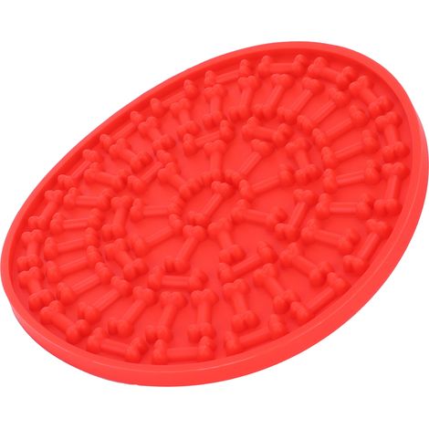 Tapis pour gamelle de chien, assiette à ventouse pour chien, tapis à lécher en silicone pour chien, ventouse de distraction pour le bain, assiette à repas lent, rouge (1/5)