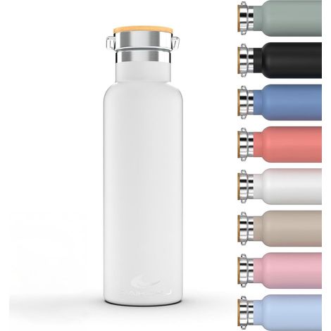 Gourde Isotherme 500ML Bouteille d'Eau en Acier Inoxydable Étanche Isolation Thermique à Double Paroi Maintient les Boissons Froides ou Chaudes Pendant Heures Blanc (1/5)