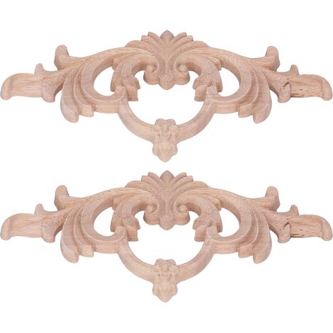 Lot de 2 appliques en bois sculpté, à réaliser soi-même pour décorer meubles, portes et fenêtres. (1/5)
