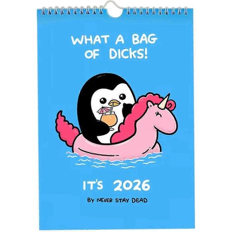 Calendrier mural humoristique 2026, Quel sac de bites – Offensivement mignon et résolument amusant (1/5)