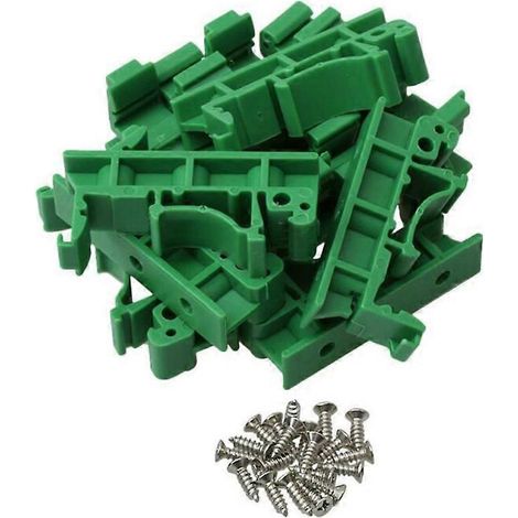 Packung mit 10 grünen DRG-01 Schrauben und Halterungen für DIN 35 Montageschienenadapter (1/5)