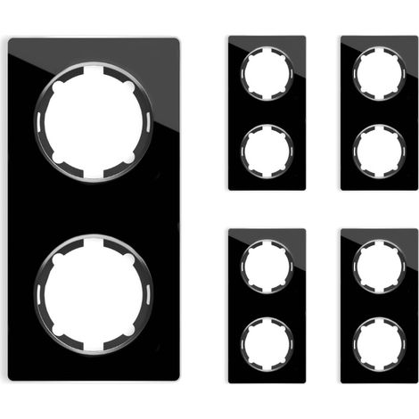 Plaque de finition Garda, en verre, vertical, 2 postes (lot de 5) - noir (1/3)