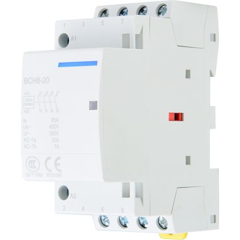 4P 20A 2NO 2NC Household AC Contactor DIN Rail Mount (220V/230V) (1/5)