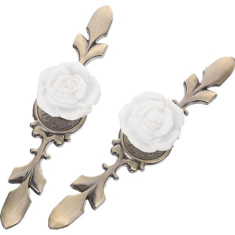 2 boutons en céramique à motif rose vintage pour tiroirs et placards, faciles installer remplacer, (1/5)