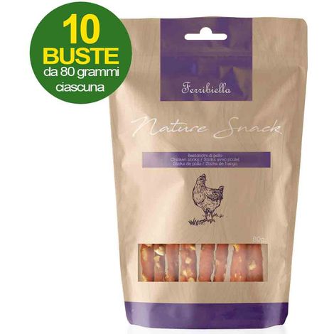 Nature Snack bastoncini di pollo per cani 10 buste da 80 g cad