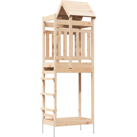 Outdoor Play Tower Natural 90 x 64 x 238 cm Solid Pine Wood vidaXL (1/5)