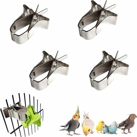 Ahlsen Pieza de comedero para pájaros para loros, comedero para pájaros de acero inoxidable, soporte para frutas, soporte para verduras, clip de alimentación, soporte para comedero para pájaros, acces (1/5)