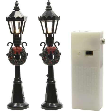 Lumineo LED Laterne schwarz 2,5 x 12 cm klassisch warm - 2 Stück