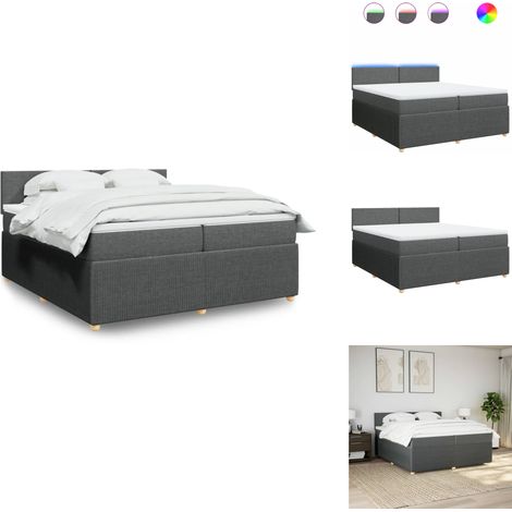 Sommier à lattes de lit avec matelas Gris foncé 200x200cm Tissu - Sommier À Lattes De Lit - Sommiers À Lattes De Lit - Lit - Meuble De Chambre À Coucher (1/5)