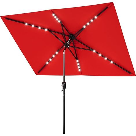 Parasol rectangulaire 200x300 cm LED inclinable rouge (1/5)