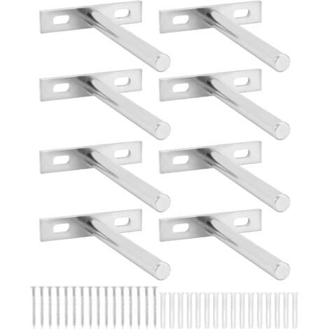 8 Pièces Supports d'étagère Flottants 5 Pouces Support Etagere Invisible, Fixation Invisible étagère Tablette Flottante Support pour le mur Mural étagère Murale Argent (1/5)