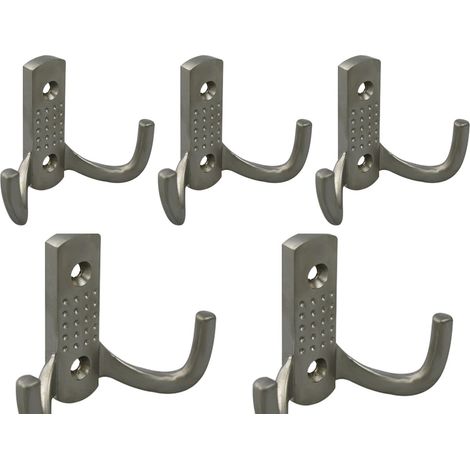 Kleiderhaken 5er Set Ausführung Edelstahloptik Mantelhaken aus Metall La.: 32 mm (1/2)