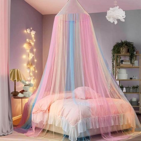 Moustiquaire de lit pour filles, couverture de lit arc-en-ciel, pour lit double ou simple, pour enfants, idéale pour les voyages et la maison, à l'intérieur ou à l'extérieur (1/5)