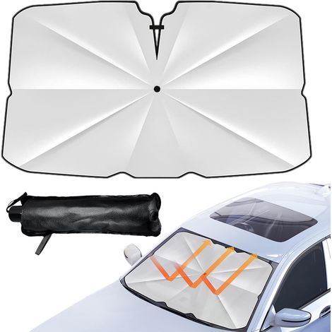 Pare-Soleil pour Pare-Brise de Voiture,80cmX140cm Pliable Parapluie Pare Soleil Voiture Réfléchissant de Protection Solaire Parapluie Pare-Soleil, Protection UV et Isolation Thermique Pliable Auto (1/5)