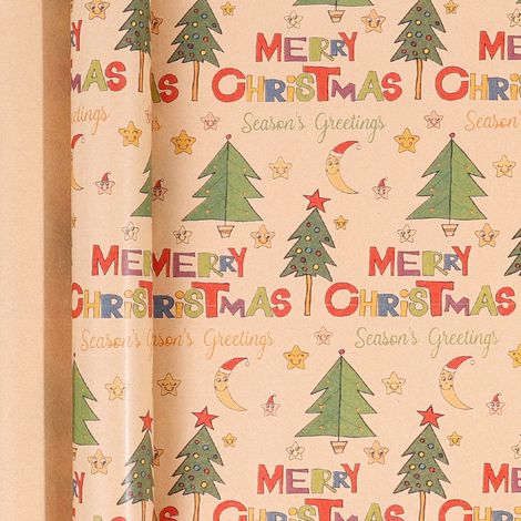 Papier cadeau de Noël (43 cm de large x 3 m de long), grand format, papier kraft écologique.