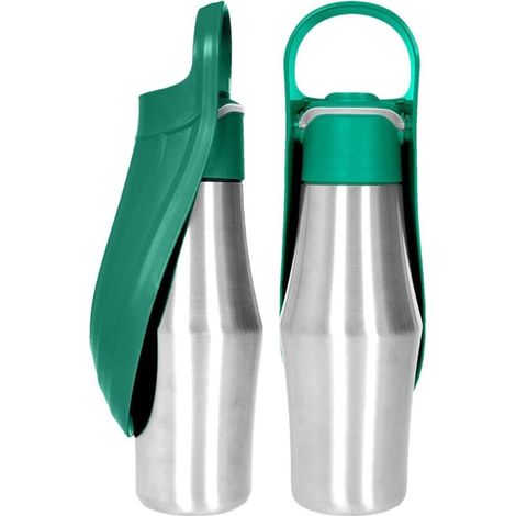 Borraccia termica da 750 ml per cani, ideale per le passeggiate, portatile, in acciaio inox 304, adatta anche come ciotola da viaggio per cani e gatti.