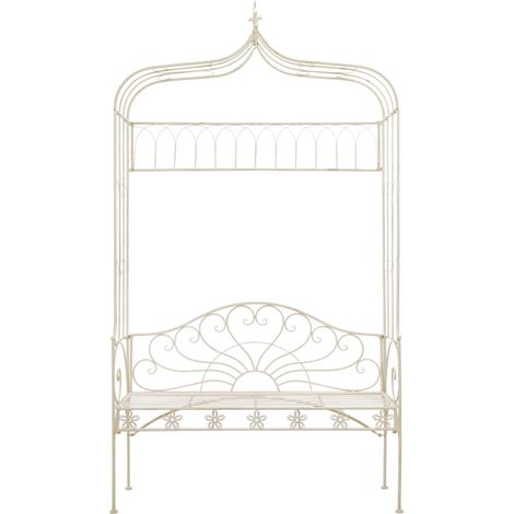 vidaXL Panchina da Giardino 122 cm in Ferro Bianco Anticato