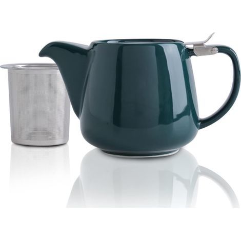 1 Teekanne, Porzellan, 1200 ml, herausnehmbarer Teefilter, Edelstahl, Deckel, für 4 bis 6 Tassen (1/5)