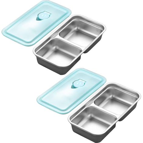 2 PièCes Bento Lunch Box - RéCipients De Collation En Acier Inoxydable - BoTe à Bento Avec Couvercle Pour Enfant,Convient Pour Les Collations (1/5)