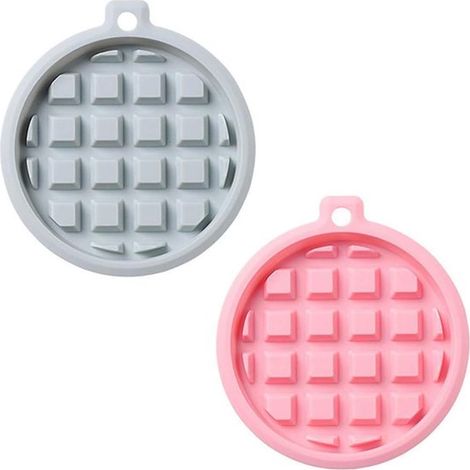 Ein Set aus 2 Silikon-Waffelformen Muffinformen Waffeleisenformen Schokoladenformen Bonbonformen und Seifenformen in Grau und Rosa rund 9 7 x 9 7 9,7 (1/4)