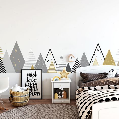 Stickers muraux enfants - Décoration chambre bébé - Autocollant Sticker mural géant enfant montagnes scandinaves GEVIKA - 40x65cm (1/5)