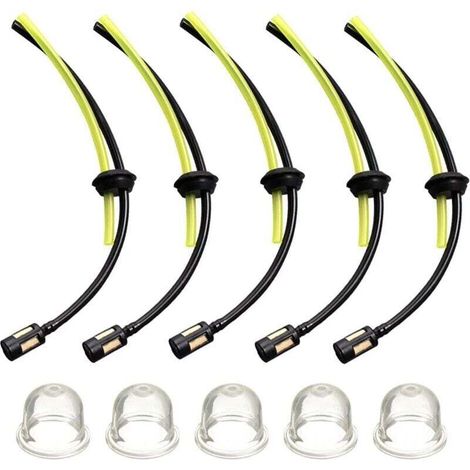 5-teiliges Kraftstoffschlauch-Set mit Filter und Kraftstoffvorpumpen, 27,5 cm Länge, für Freischneider, Rasenmäher, Laubbläser, Kettensäge