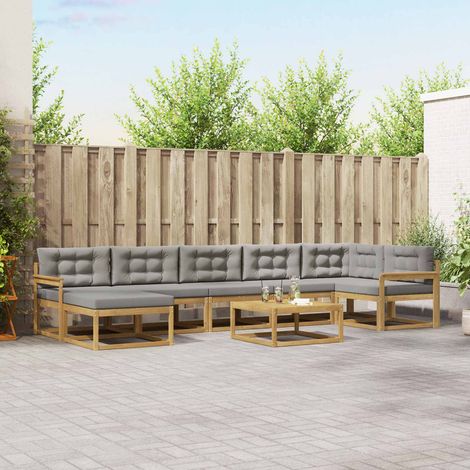vidaXL Outdoor-Sofagarnitur 8 pcs Weiß und Hellgrau (1/5)