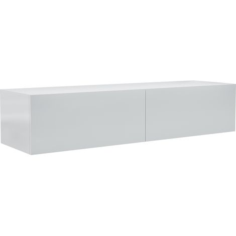 SONNI TV Lowboard hängend 140 cm TV Schrank board mit 2 Klapptüren Weiß Hochglanz,140x40x30cm (1/5)