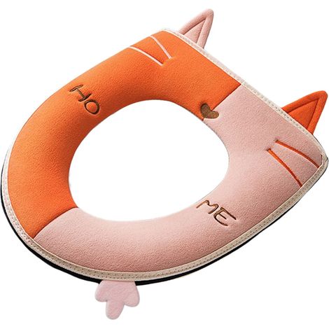 Couvre-Abattant Pour WC - Fermeture Éclair - Poignée Intégrée - Broderie Chat - Anti-Repli - Anti-Peluches - 1 Pièce (1/5)