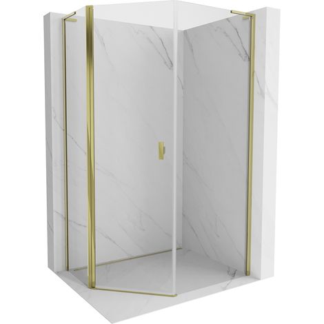 Cabine de douche pentagonale asymétrique Mexen Mist L 80 x 100 cm, transparente, or - 8A8L-080-100-50-00 (1/5)