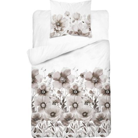Ropa de cama de satén 140x200 con flores beige (1/3)