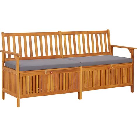 vidaXL Banco de almacenaje con cojín madera maciza de acacia 170 cm (1/5)